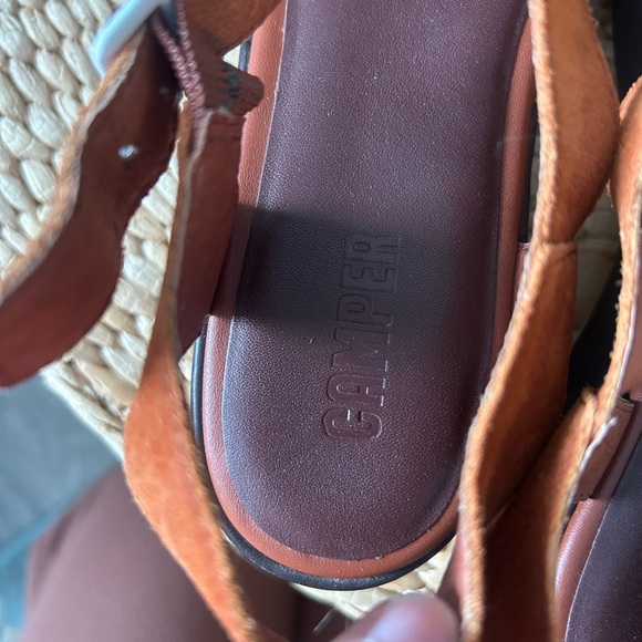 Camper Dessa Women's Size 41/10 Leather  Platform Sandals Shoes Orange Brown - Picture 8 of 9